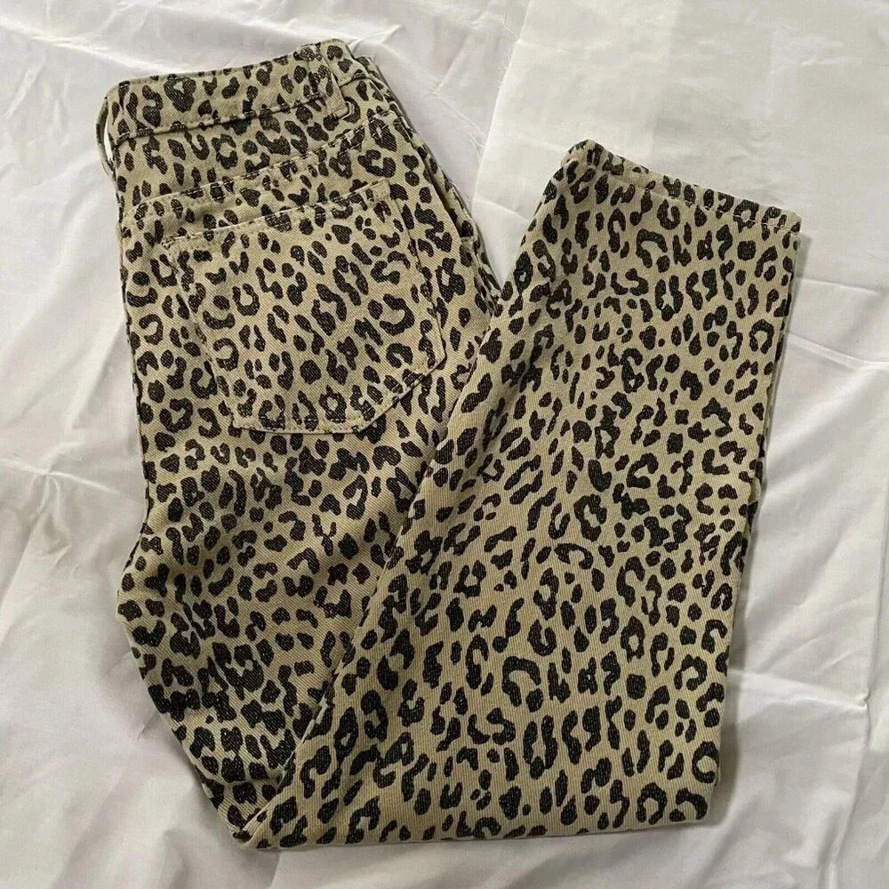 William B Leopard Print Jeans Size S (26) Crop High Rise High Waist Mobwife